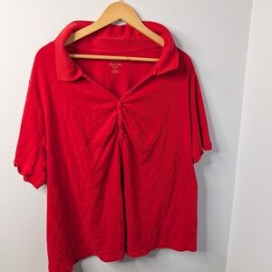 Lane Bryant Red Pima Cotton Short Sleeve Polo Top‎ 26/28